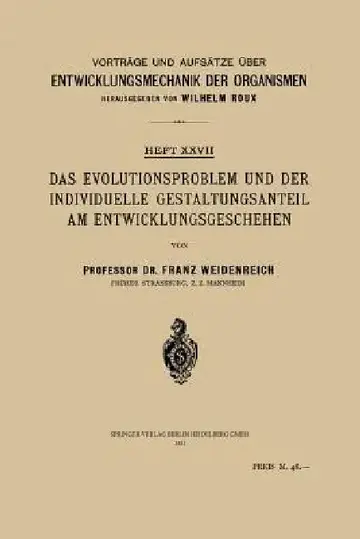Cover of Das Evolutionsproblem Und Der Individuelle Gestaltungsanteil Am Entwicklungsgeschehen