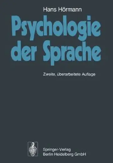Cover of Psychologie Der Sprache