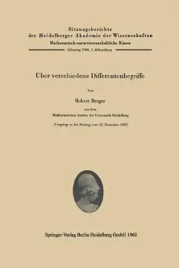 Cover of Über Verschiedene Differentenbegriffe
