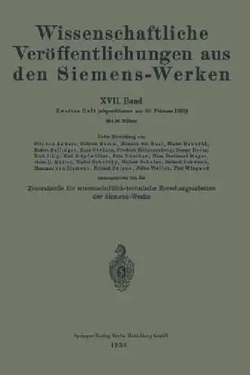 Cover of Wissenschaftliche Veröffentlichungen Aus Den Siemens-Werken