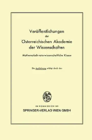 Cover of Die Veröffentlichungen der Österreichischen Akademie der Wissenschaften Mathematisch-naturwissenschaftliche Klasse