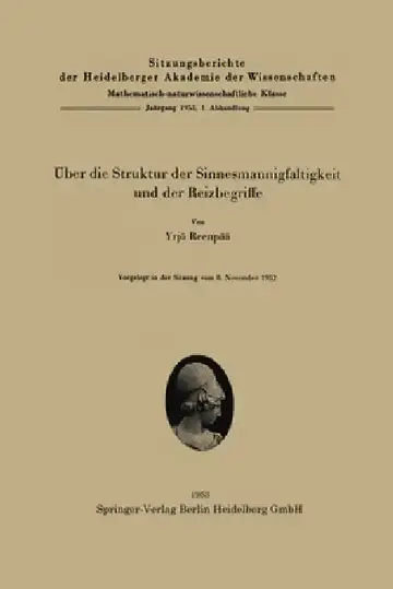 Cover of Über die Struktur der Sinnesmannigfaltigkeit und der Reizbegriffe