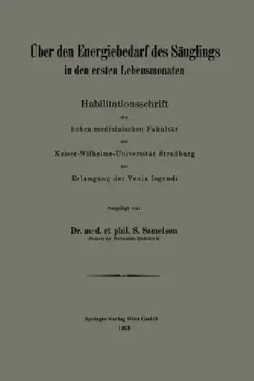 Cover of Über Den Energiebedarf Des Säuglings in Den Ersten Lebensmonaten