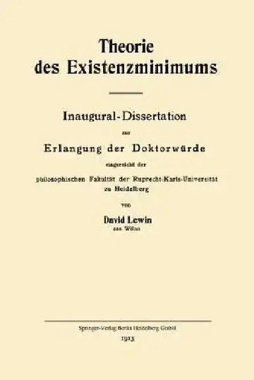 Cover of Theorie Des Existenzminimums