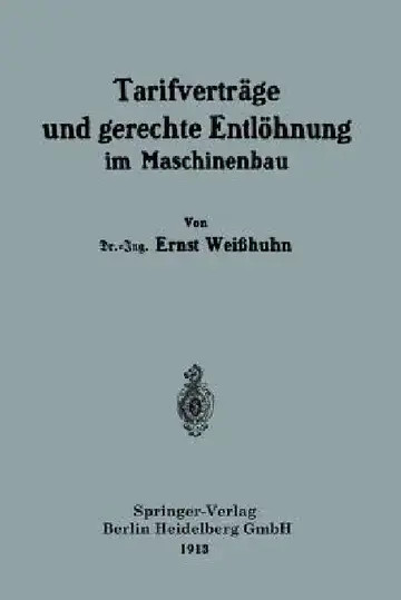 Cover of Tarifverträge Und Gerechte Entlöhnung Im Maschinenbau