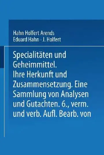 Cover of Spezialitäten Und Geheimmittel