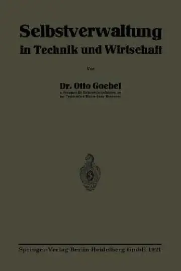 Cover of Selbstverwaltung in Technik Und Wirtschaft