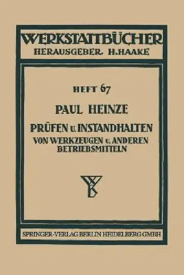 Cover of Prüfen Und Instandhalten Von Werkzeugen Und Anderen Betriebsmitteln