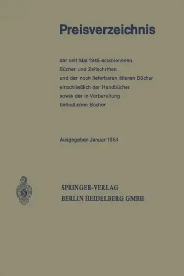 Cover of Preisverzeichnis