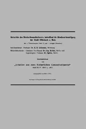 Cover of Gutachten Des Reichs-Gesundheitsrats, Betreffend Die Abwässerbeseitigung Der Stadt Offenbach A. Main