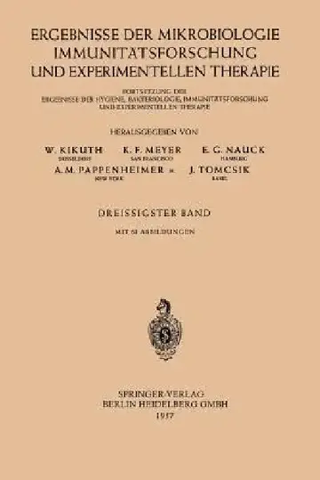 Cover of Ergebnisse Der Mikrobiologie, Immunitätsforschung Und Experimentellen Therapie