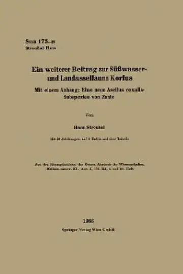 Cover of Ein Weiterer Beitrag Zur Süßwasser- Und Landasselfauna Korfus