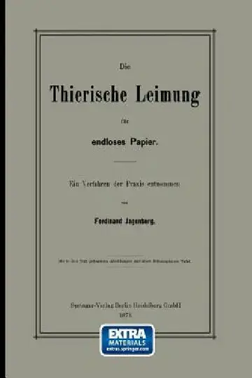 Cover of Die Thierische Leimung Für Endloses Papier