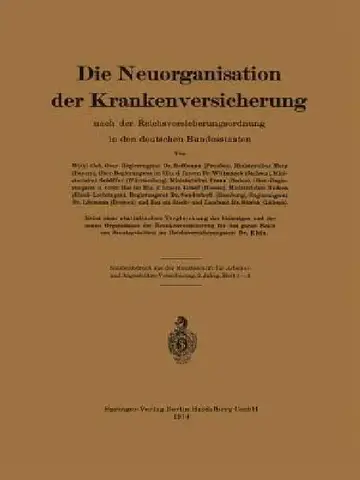Cover of Die Neuorganisation Der Krankenversicherung