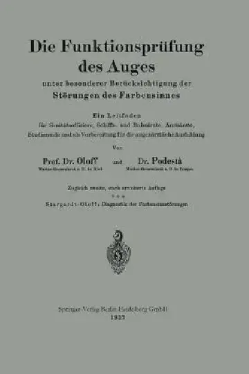 Cover of Die Funktionsprüfung Des Auges Unter Besonderer Berücksichtigung Der Störungen Des Farbensinnes