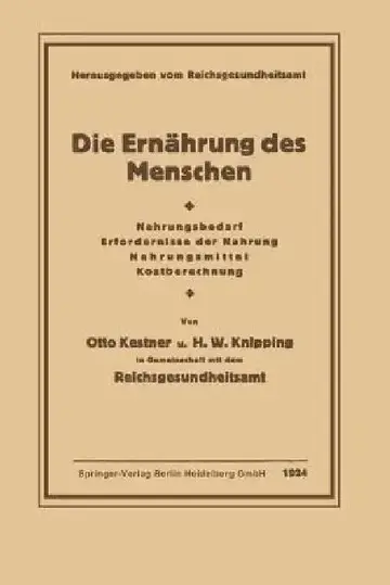 Cover of Die Ernährung Des Menschen