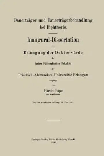 Cover of Dauerträger Und Dauerträgerbehandlung Bei Diphtherie