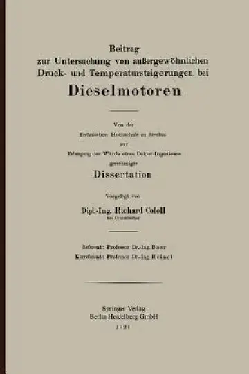 Cover of Beitrag Zur Untersuchung Von Außergewöhnlichen Druck- Und Temperatursteigerungen Bei Dieselmotoren