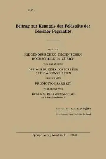 Cover of Beitrag Zur Kenntnis Der Feldspäte Der Tessiner Pegmatite
