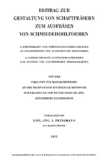 Cover of Beitrag zur Gestaltung von Schaftfräsern zum Ausfräsen von Schmiedehohlformen