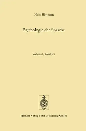 Cover of Psychologie der Sprache