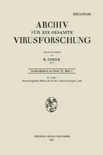 Cover of Morphologische Befunde Bei Der Bakteriophagen Lyse