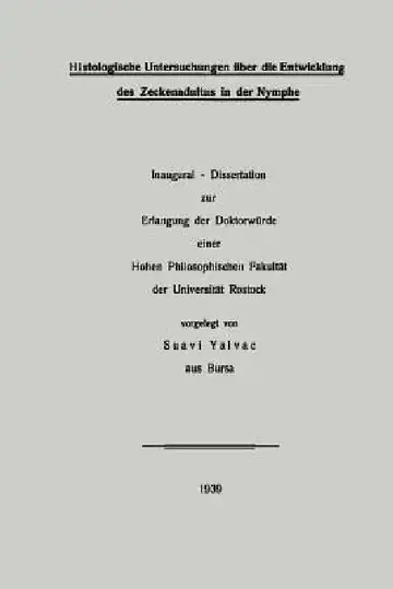 Cover of Histologische Untersuchungen Über Die Entwicklung Des Zeckenadultus in Der Nymphe