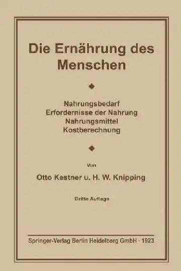 Cover of Die Ernährung Des Menschen