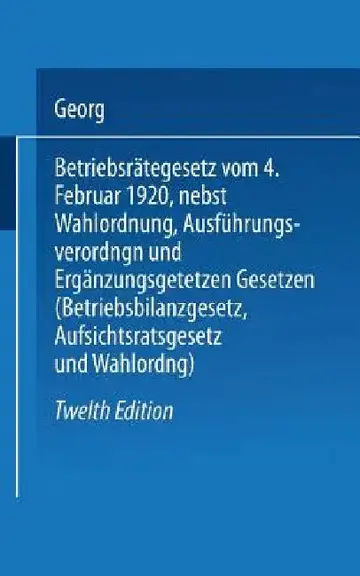 Cover of Betriebsrätegesetz