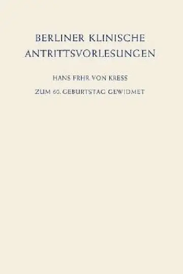 Cover of Berliner Klinische Antrittsvorlesungen