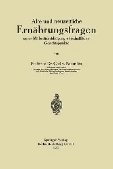 Cover of Alte Und Neuzeitliche Ernährungsfragen