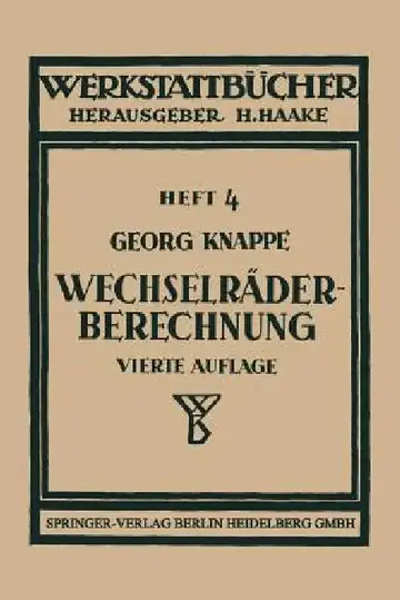 Cover of Wechselräderberechnung Für Drehbänke