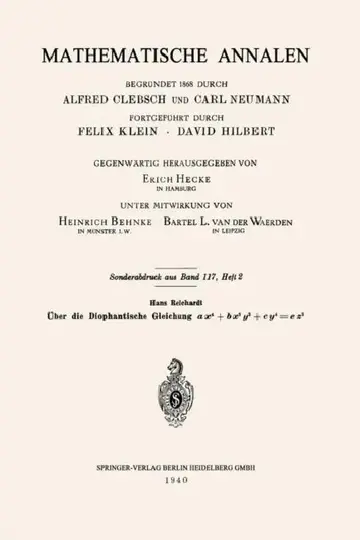 Cover of Über Die Diophantische Gleichung Ax4+bx2y2+cy4=ez2