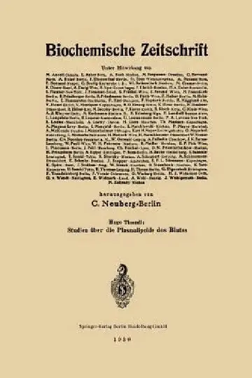 Cover of Studien Über Die Plasmalipoide Des Blutes