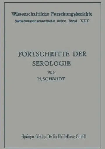 Cover of Fortschritte Der Serologie