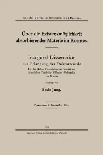 Cover of Über Die Existenzmöglichkeit Absorbierender Materie Im Kosmos