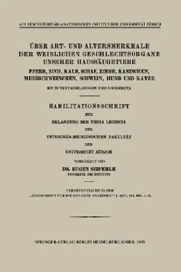 Cover of Über Art- Und Altersmerkmale Der Weiblichen Geschlechtsorgane Unserer Haussäugetiere