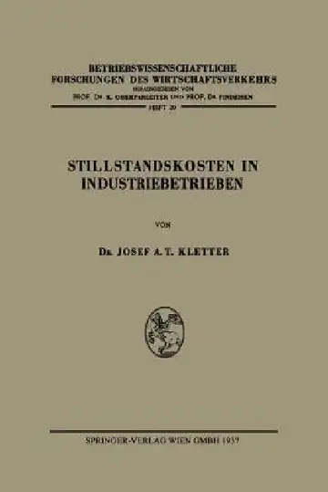 Cover of Stillstandskosten in Industriebetrieben
