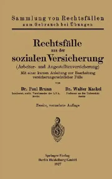 Cover of Rechtsfälle Aus Der Sozialen Versicherung