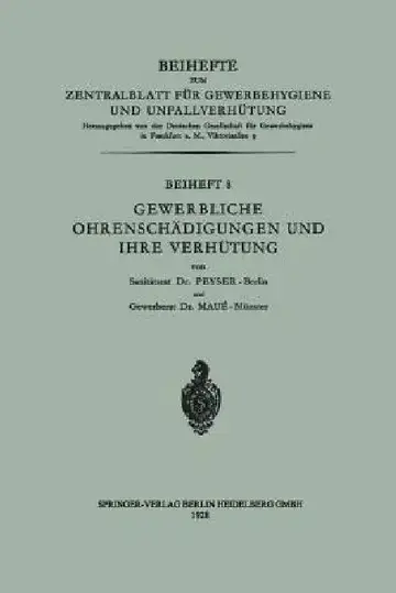 Cover of Gewerbliche Ohrenschädigungen Und Ihre Verhütung