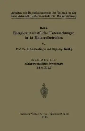 Cover of Energiewirtschaftliche Untersuchungen in 15 Molkereibetrieben