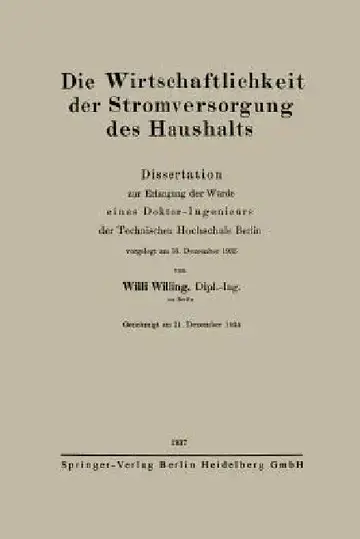 Cover of Die Wirtschaftlichkeit Der Stromversorgung Des Haushalts