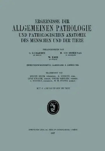 Cover of Ergebnisse Der Allgemeinen Pathologie Und Pathologischen Anatomie Des Menschen Und Der Tiere