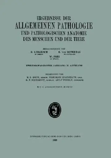 Cover of Ergebnisse Der Allgemeinen Pathologie Und Pathologischen Anatomie Des Menschen Und Der Tiere