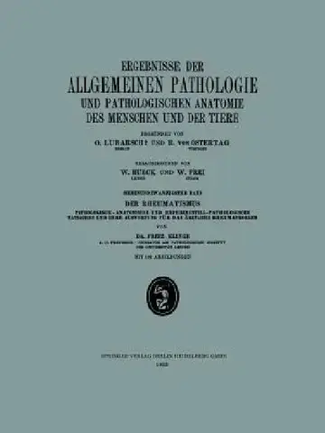 Cover of Ergebnisse Der Allgemeinen Pathologie Und Pathologischen Anatomie Des Menschen Und Der Tiere
