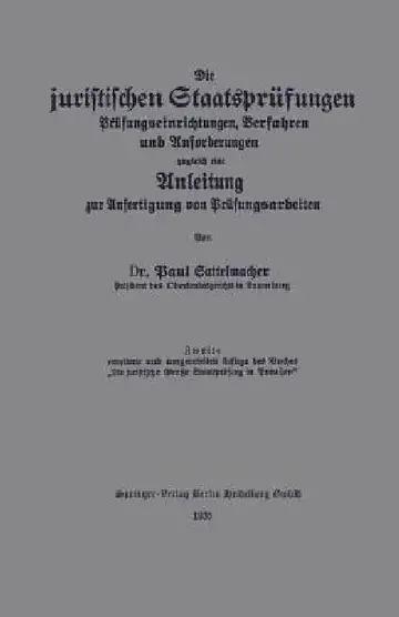 Cover of Die Juristischen Staatsprüfungen