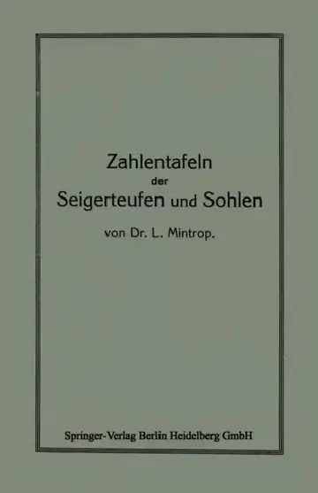 Cover of Zahlentafeln Der Seigerteufen Und Sohlen
