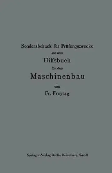 Cover of Sonderabdruck Für Prüfungszwecke Aus Dem Hilfsbuch Für Den Maschinenbau