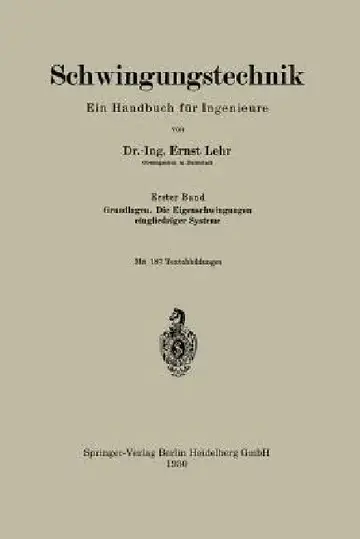 Cover of Schwingungstechnik. Ein Handbuch Für Ingenieure