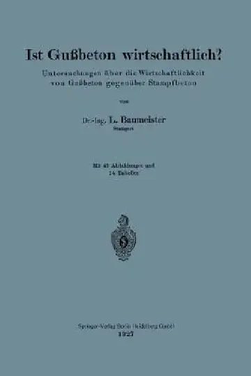 Cover of Ist Gußbeton Wirtschaftlich?